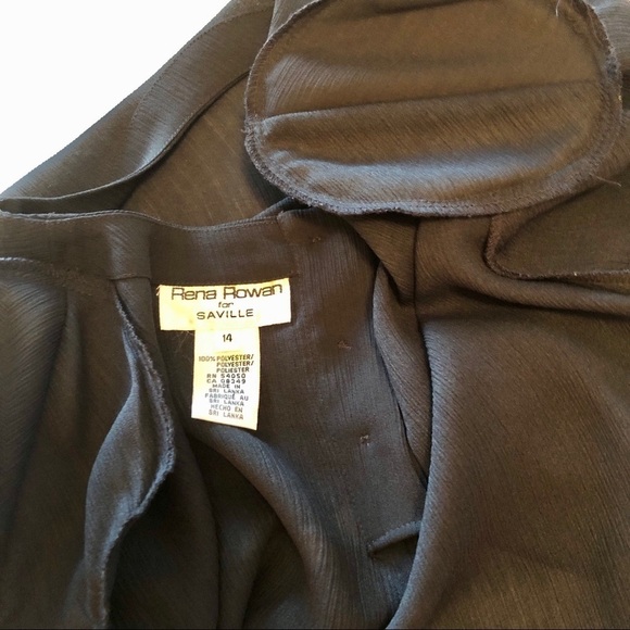 Vintage 90s Crinkle Blouse: Rena Rowan Navy Button-Back Top, Plus Size 14 - Picture 14 of 16